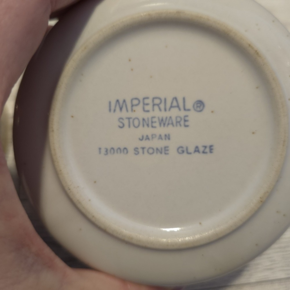 Vtg Imperial Stoneware Sugar Bowl with Lid And Creamer Speckled Brown And White - Picture 6 of 10